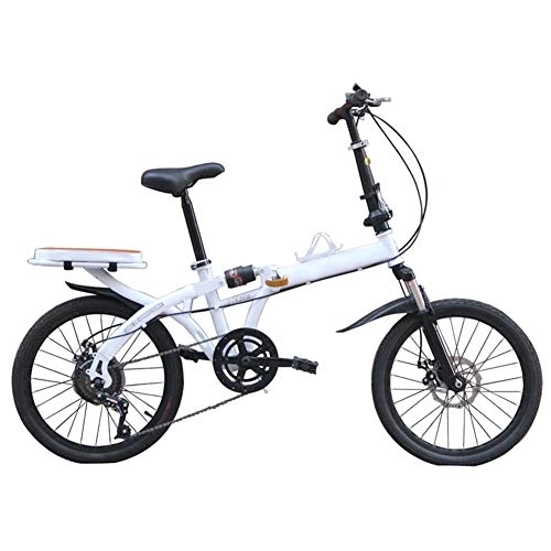 Folding Bike : GUANGMING - Portable Bicycle Lightweight Folding Bike, Cycling Commuter Foldable Bicycle with Rear Rack for Adult Student, Great for Urban Riding And Commuting, Double Disc Brake (Size : 20 inch)