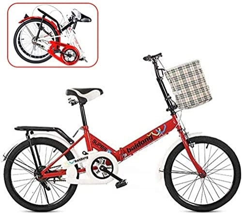 Folding Bike : GuanLaoGe 16-Inch 20-Inch Folding Bicycle Adult Student S Bicycle Can Be Used By Working People To Work And Go Out To Play, 16in, Red, Gigh End