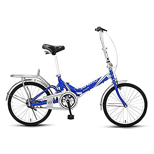 Folding Bike : GuanLaoGe Foldable Bike, 20 Inch Comfortable Mobile Portable Compact Lightweight Finish Great Suspension Folding Bike for Men Women Students and Urban Commuters, Blue, Gigh End