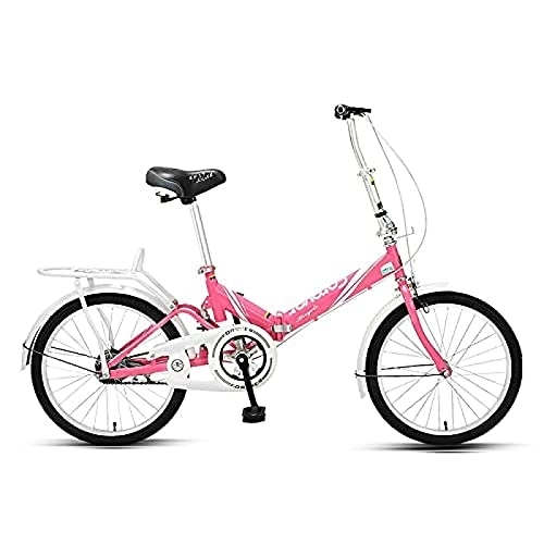 Folding Bike : GuanLaoGe Foldable Bike, 20 Inch Comfortable Mobile Portable Compact Lightweight Finish Great Suspension Folding Bike for Men Women Students and Urban Commuters, Pink, Gigh End