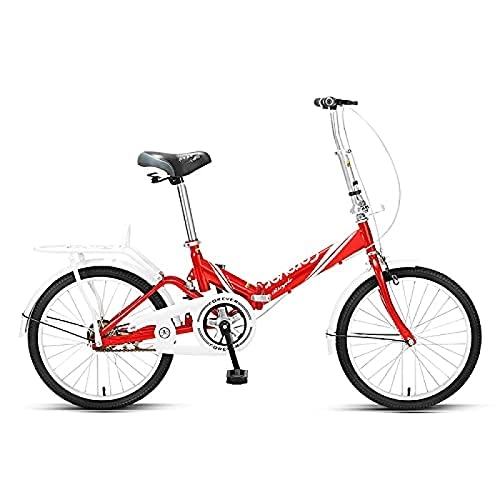 Folding Bike : GuanLaoGe Foldable Bike, 20 Inch Comfortable Mobile Portable Compact Lightweight Finish Great Suspension Folding Bike for Men Women Students and Urban Commuters, Red, Gigh End