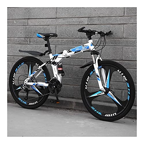 Folding Bike : GUHUIHE BMX Folding Mountain Bike 24 / 26-Inch Double Shock Absorption Integrated Wheel Folding Bike Bycycle for Men Bicicleta (Color : 1 Three one wheel, Size : 24 Speed)