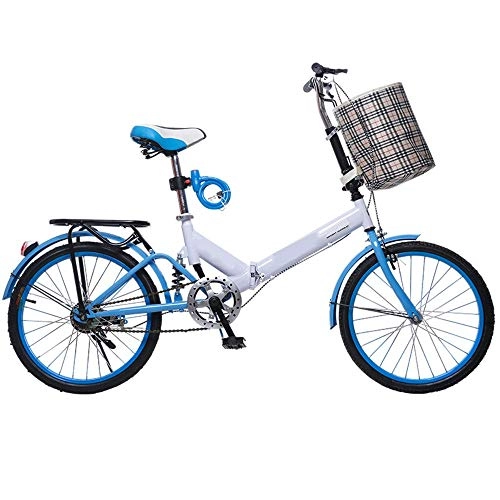Folding Bike : GUI-Mask SDZXCFolding Bicycle Bicycle Seat Tube Shock Absorber Quick Release Student Adult Single Speed Men and Women Models Blue 20 Inch