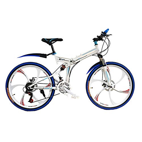 Folding Bike : GUI-Mask SDZXCFolding Bicycle Double Disc Brakes Full Suspension Bearing Shaft One Wheel Mountain Bike Men and Women Bicycle 26 Inch 21 Speed