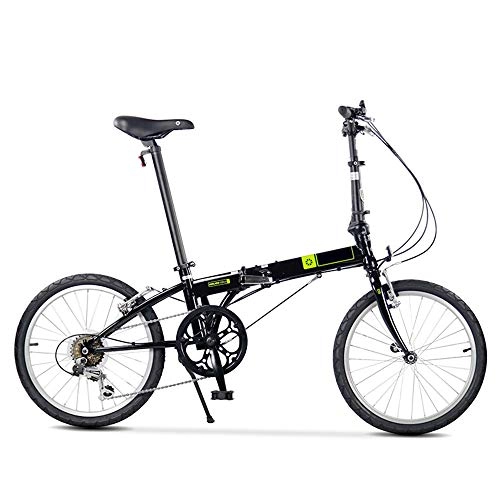 Folding Bike : GUI-Mask SDZXCFolding Bicycle Front and Rear V Brakes Adult Portable Bicycle Black 20 Inch 6 Speed