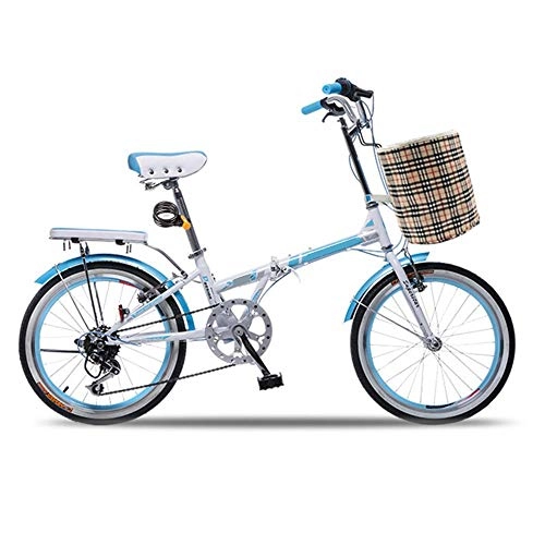 Folding Bike : GUI-Mask SDZXCFolding Bicycle Portable High Carbon Steel Frame Student Children Men and Women 20 Inch 7 Speed
