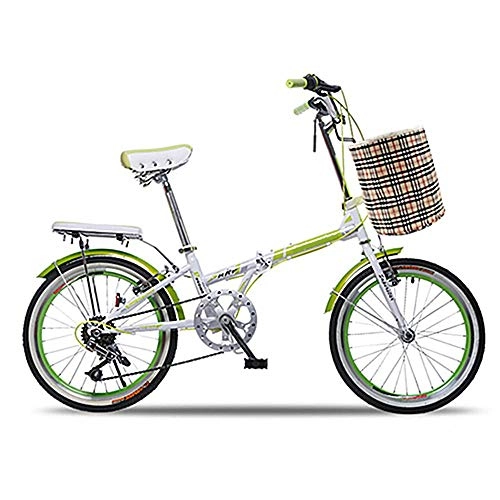 Folding Bike : GUI-Mask SDZXCFolding Bicycle Portable Shifting Folding Bike Adult Students Men and Women Green 20 Inch
