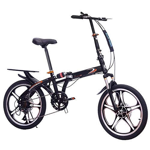 Folding Bike : GUI-Mask SDZXCFolding Bicycle Shock Absorption Double Disc Brakes Shift One Wheel Male and Female Students Adult Bicycle 20 Inch