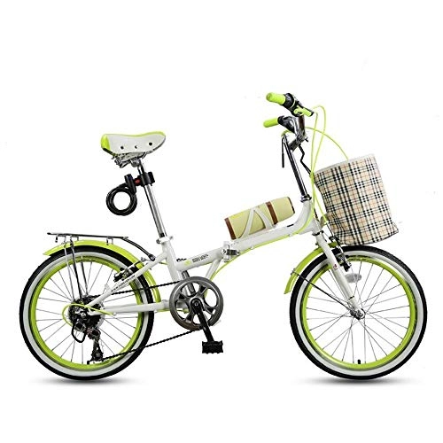 Folding Bike : GUI-Mask SDZXCFolding Bicycle Speed Men and Women Students Sports and Leisure Bicycle 7 Speed 20 Inch