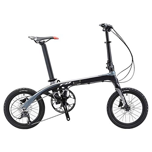 Folding Bike : GUI-Mask SDZXCFolding bicycle ultra light carbon fiber double disc brakes adult shift bicycle hidden lockable folding buckle 16 inch