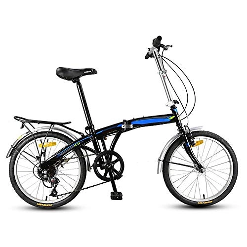 Folding Bike : GUI-Mask SDZXCFolding Bike Bicycle High Carbon Steel Frame Male and Female Students Commuting Bicycle Bow Back 20 Inch 7 Shifting