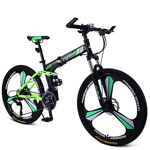 Folding Bike : GUI-Mask SDZXCFolding Mountain Bike Bicycle Double Shock Road Bike Leisure Bicycle Student Car 3 Knife One Round Adult 26 Inch 27 Speed