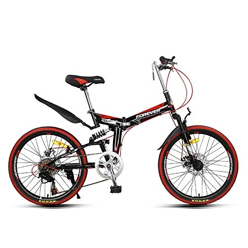 Folding Bike : GUI-Mask SDZXCFolding mountain bike double shock absorption shift adult student male and female youth soft tail off-road racing 22 inch 7 speed