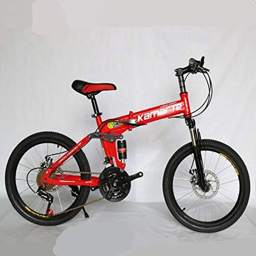 Folding Bike : GuiSoHn 21 Speed Children's Bicycle 20 Inch Folding Mountain Bike Two-disc Brake Lady Bike 5 Knife Wheel Spoke Wheel Folding Bicycle