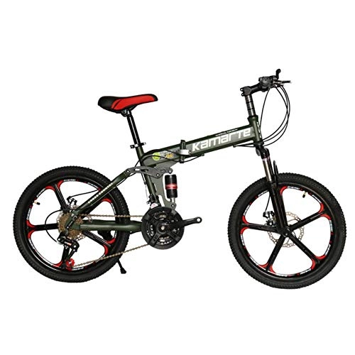 Folding Bike : GuiSoHn 21 Speed Children's Bicycle 20 Inch Folding Mountain Bike Two-disc Brake Lady Bike Folding Bicycle