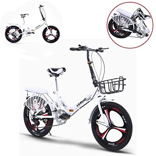 Folding Bike : GUOE-YKGM Adult Folding Bike for Men / Women, 20 Inch 6-Speed Gears Folding Hybrid Bikes with Rear Rack Road Bike(Bike Pump, Bike Lock, Bike Basket, Bike Bell)
