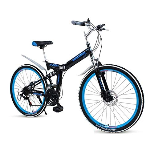 Folding Bike : GUOE-YKGM Folding Bike For Adults Men And Women 24 / 26inch Mountain Bike 21 Speed Lightweight Foldable City Bicycle (Color : Black, Size : 24inch)