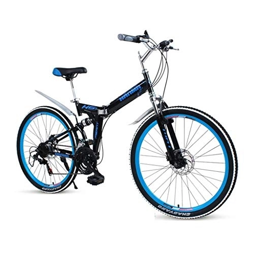 Folding Bike : GUOE-YKGM Folding Bike For Adults Men And Women 24 / 26inch Mountain Bike 21 Speed Lightweight Foldable City Bicycle (Color : Black, Size : 26inch)