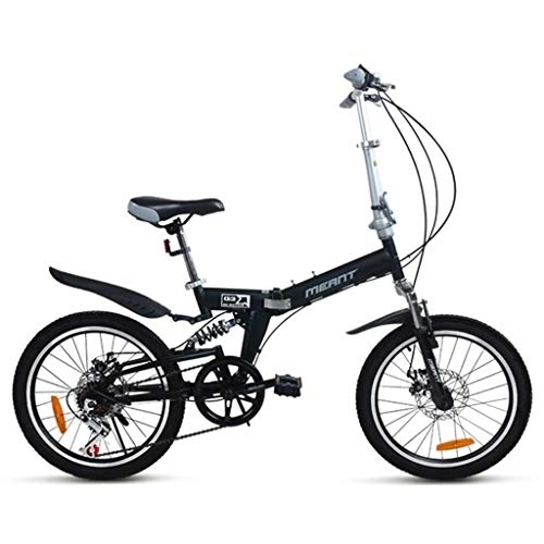 Folding Bike : GUOE-YKGM Mountain Bike For Adults, Unisex Folding Bicycle MTB Bikes Outdoor Racing Cycling, 7 Speed, 20inch Wheels (Color : Black)