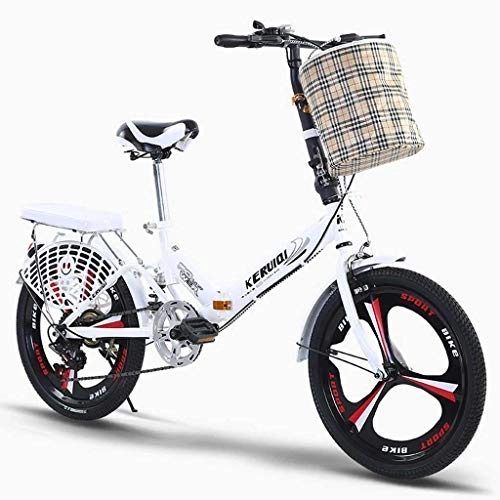 Folding Bike : GUOE-YKGM Portable ​​City Folding Bike for Women Hybrid Bikes Compact Bicycle Urban Commuter 20 Inch Wheels 6 Speed - Folded Within 15 Seconds