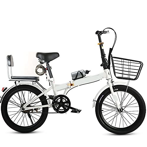 Folding Bike : GWL Folding Bike 20 Inches, Variable Speed Wheel, Dual Suspension Folding Mountain Bike, Adult Student Lady City Commuter Outdoor Sport Bike / white / 20inch