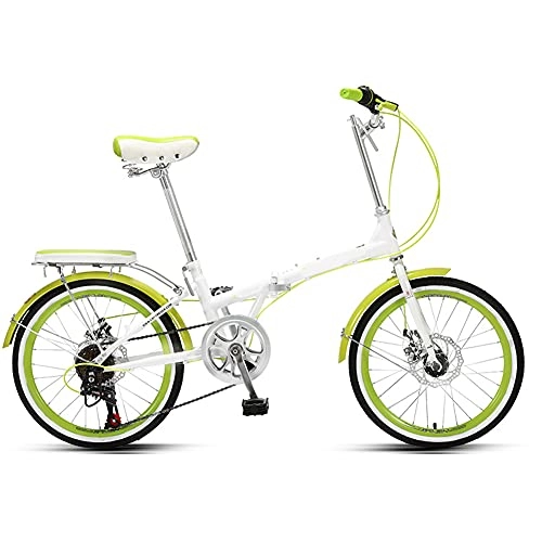 Folding Bike : GWL Folding Bike for Adults, 20-Inch Mountain Bike High Carbon Steel Aluminium Alloy Outdoor Bicycle For Daily Use Trip Long Journey / green / 20inch