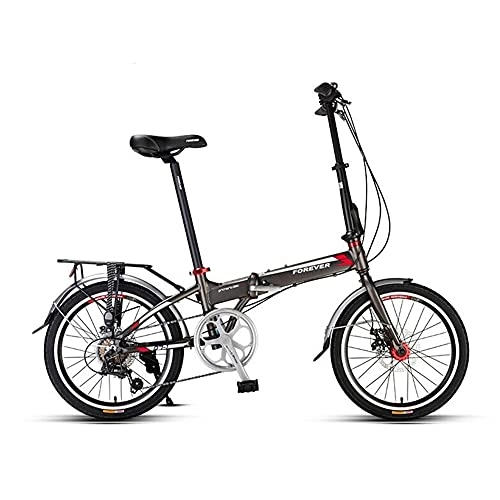Folding Bike : GWL Folding Bike for Adults, Adult Mountain Bike, High-carbon Steel Frame Dual Full Suspension Dual Disc Brake, Outdoor Bicycle for Daily Use Trip Long Journey / gray