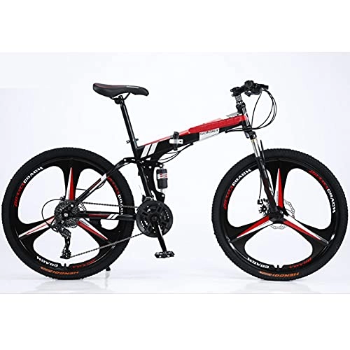 Folding Bike : GWL Folding Bike for Adults, Mountain Bikes 20 24 26 Inches Three Knife Wheel Mountain Bicycle Dual Disc Brake Bicycle / A / 20inch
