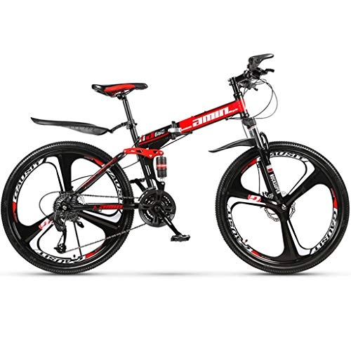 Folding Bike : GWM Folding Bicycle Portable 21-Speed Mountain Bike Adult Student City Commuter Outdoor Sport Bicycle