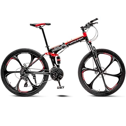 Folding Bike : GWM Folding Bicycle Variable 21 Speed Adult Student Exercise Outdoor Sport Bike Medium Size (Color : Red)