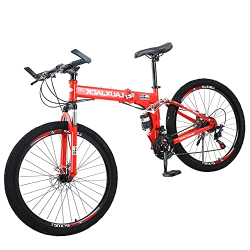 Folding Bike : GWXSST Bicycle Red Mountain Bike Folding ​easy To Fold Comfortable And Beautifu, Anti-skid Tires, Small Space Occupation, Suitable For Mountains And Streets, Ergonomic C(Size:30 speed)