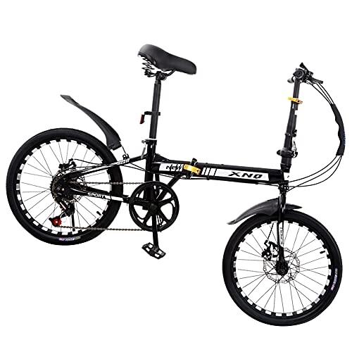 Folding Bike : GWXSST Black Bike Folding Bike Ergonomic, Easy To Fold, 20 Inch Mountain Bicycle, Small Space Occupation, Saddle Retractable, Anti-skid Tires Bike C