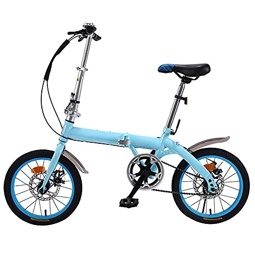 Folding Bike : GWXSST Blue Folding Bike Mountain Bike Wheel Dual Height Adjustable Seat Suitable, And Save Space Better, For Mountains And Roads, 7 Speed Happy C