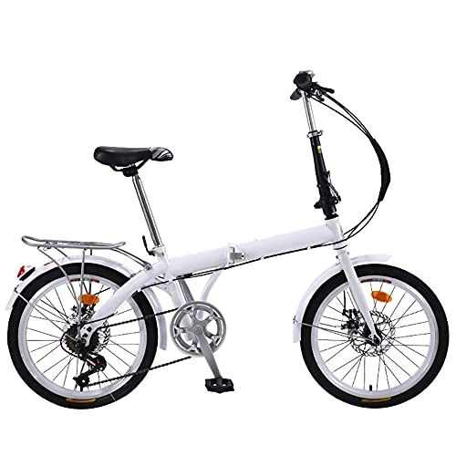 Folding Bike : GWXSST Folding Bike Mountain Bike White, Wheel Dual Suspension, Suitable 7 Speed For Mountains And Roads Adjustable Seat, Height And Save Space Better C