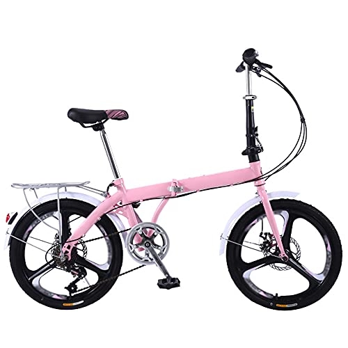 Folding Bike : GWXSST Mountain Bike 7 Speed Folding Bike And Save Space Better, Pink Height Adjustable Seat, For Mountains And Roads, Dual Suspension Wheel C