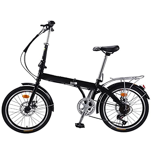 Folding Bike : GWXSST Mountain Bike Adjustable Seat Folding Bike, Black Suitable 7 Speed For Mountains And Roads, Outdoor Garden Balance ​Training ​Wheel C