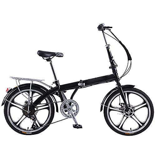 Folding Bike : GWXSST Mountain Bike Black Folding Bike Height Adjustable Seat And Save Space Better Like 7 Speed Dual Suspension Wheel For Mountains And Roads C