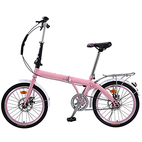 Folding Bike : GWXSST Mountain Bike Pink Folding Bike 7 Speed For Mountains And Roads Wheel Dual Suspension, Height And Save Space Better, Adjustable Seat Suitable I C