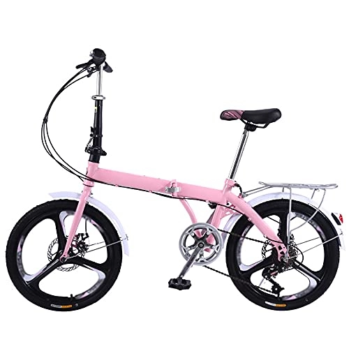 Folding Bike : GWXSST Mountain Bike Pink Folding Bike Height And Save Space Better Adjustable Seat For Mountains And Roads O C