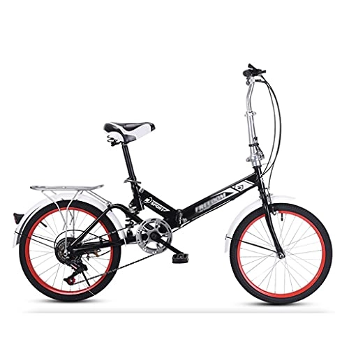 Folding Bike : gxj 20 Inch Folding Bicycle, 6 Speed Comfortable Lightweight City Bike Shock Absorber Foldable Bikes for Mens Women Teenager Urban Commuter(Color:Black)