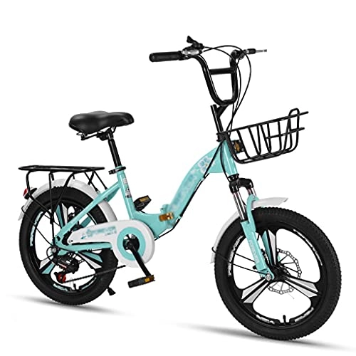 Folding Bike : gxj Lightweight City Folding Bicycle, 6-speed Dual Disc Brakes And Double Shock Absorber, 3-Spoke Wheels Foldable Bike for Men, Women and Students(Size:18 inch)