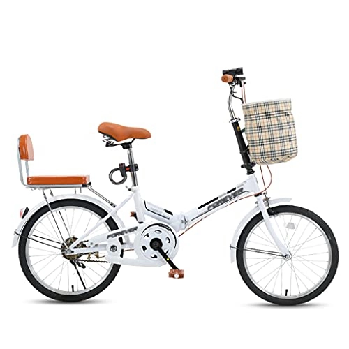 Folding Bike : gxj Lightweight Folding City Bike, Single-Speed Foldable Bicycles Portable Travel Exercise Commuter Bicycle for Men Women Teens Student, White(Size:20 inch)