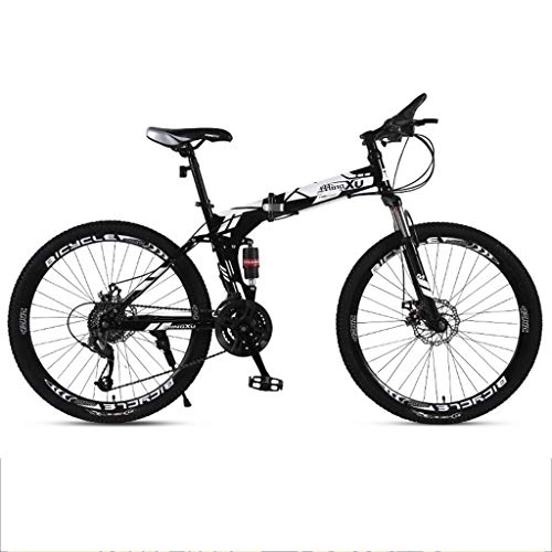 Folding Bike : GXQZCL-1 26inch Mountain Bike, Folding Hard-tail Mountain Bicycles, Carbon Steel Frame, Dual Suspension and Dual Disc Brake MTB Bike (Color : White, Size : 27-speed)