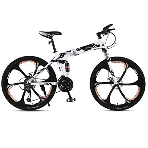 Folding Bike : GXQZCL-1 26inch Mountain Bike, Folding Hardtail Bicycles, Full Suspension and Dual Disc Brake, Carbon Steel Frame MTB Bike (Color : Black, Size : 27-speed)