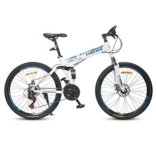 Folding Bike : GXQZCL-1 Mountain Bike, Folding Hardtail Bicycles, Full Suspension and Dual Disc Brake, 26inch Wheels, 24 Speed MTB Bike (Color : C)