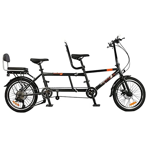 Folding Bike : GXXDM City Tandem Folding Bicycle, Variable Speed Bike Riding Couple Entertainment Universal Wayfarer, Foldable Disc Brake Travel Bikes