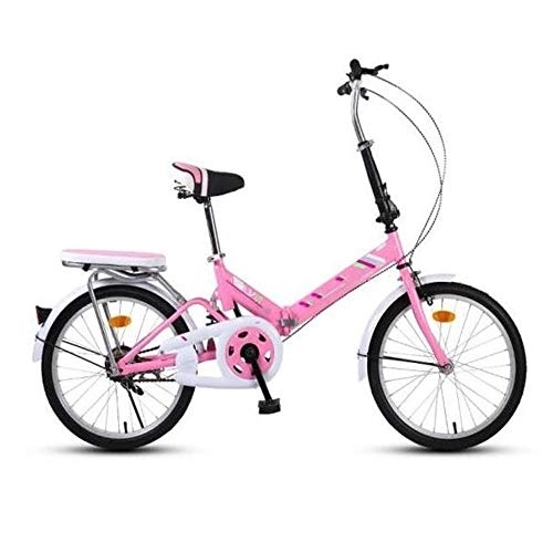 Folding Bike : Gyj&mmm 16-inch foldable mountain bike, urban folding bike, compact folding bike, high carbon steel double tube support frame, more secure design, Pink