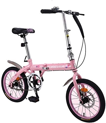 Folding Bike : Gyj&mmm Children's wheel 20 inch bicycle, folding bike, high carbon steel frame double disc brakes ultra light portable shift adult male and female students, Pink