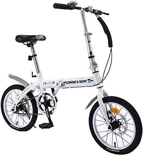 Folding Bike : Gyj&mmm Children's wheel 20 inch bicycle, folding bike, high carbon steel frame double disc brakes ultra light portable shift adult male and female students, White