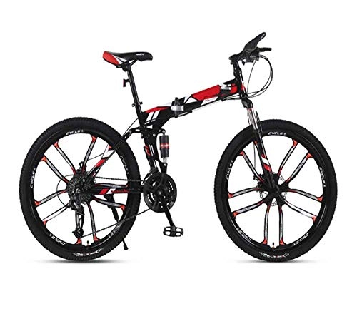 Folding Bike : Gyj&mmm Flying mountain bike bicycle, folding mountain bike bicycle, 26" 27-speed adult speed off-road racing shock absorber soft tail men and women bicycle, A
